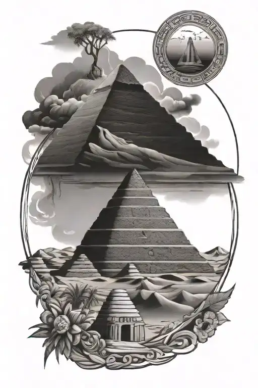egiptian pyramids, engagement ring, Sahara Desert, stone tablest with 10 commandments, burning bush tattoo design idea
