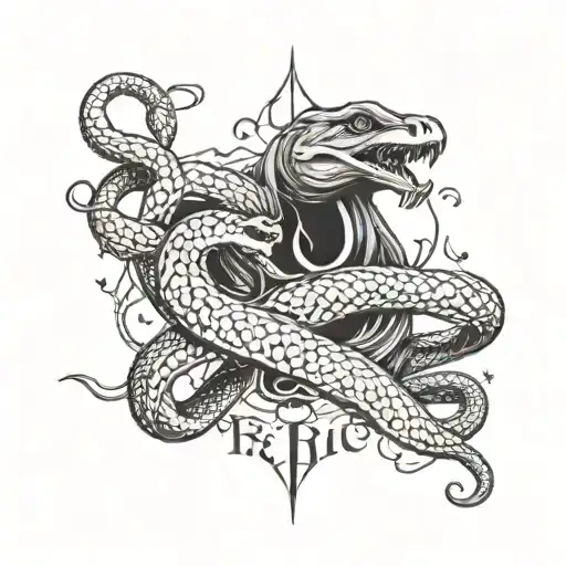 A unique tattoo design inspired by the art of fire breathing, featuring a snake charmer motif and the text 'METAL IS RELIGION' tattoo design idea