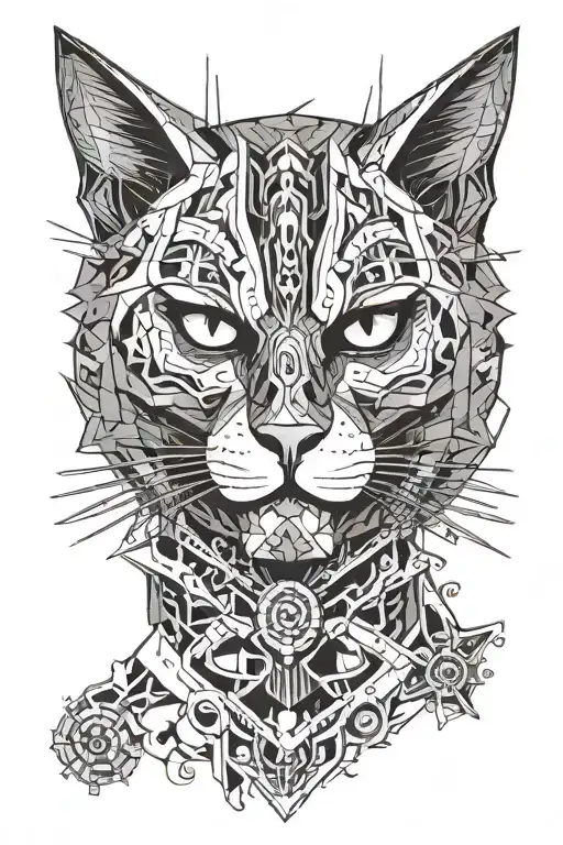 creative character, heavy metal music cats and skulls colors black and white, woodworker tattoo design idea