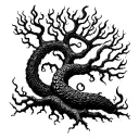 shadow tree skeltons worms fire tattoo design idea