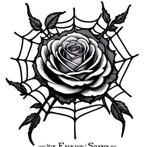 "Spider in web" Gothic Rose tattoo design idea