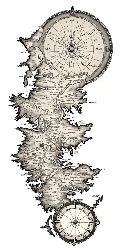 old time nautical map symbolizing tattoo design idea