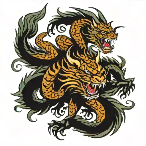 Chinese Dragon, Tiger, Hawk tattoo design idea