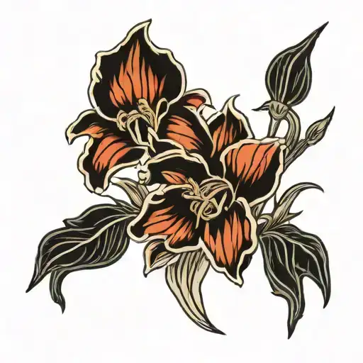 Gladiolus And Poppy Daffodil And Jonquil Intertwined Tattoo tattoo design idea