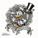 Donald Duck pray love forgive written tattoo design idea