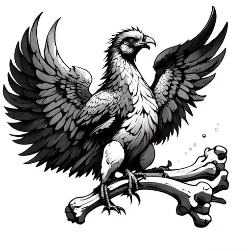 Tatoo de Phoenix The wings open to half a phoenix bone, he looks towards washing and I want the half bone to be be tattoo design idea