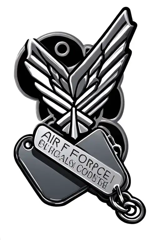 Air Force logo and dog tags all surrounded tattoo design idea