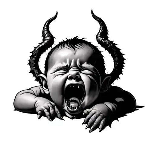 Baby Demon Crying tattoo design idea