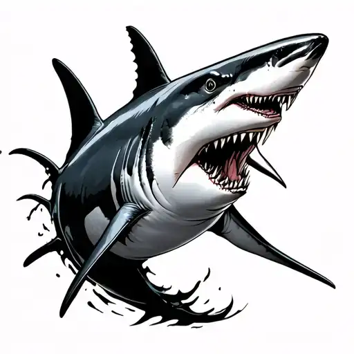 mako shark emerging tattoo design idea