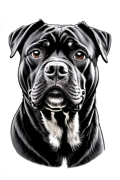 mean looking Rottweiler Dog black and grey tattoo design idea
