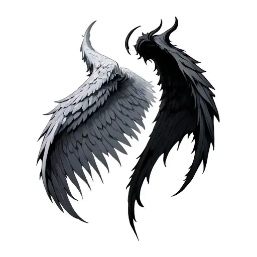 Half Angel Wing Half Devil Wing tattoo design idea