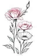 rose, gladiolus and poppy flowers tattoo design idea