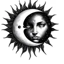 sun and moon merging together tattoo design idea