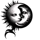 sun and moon merging together tattoo design idea