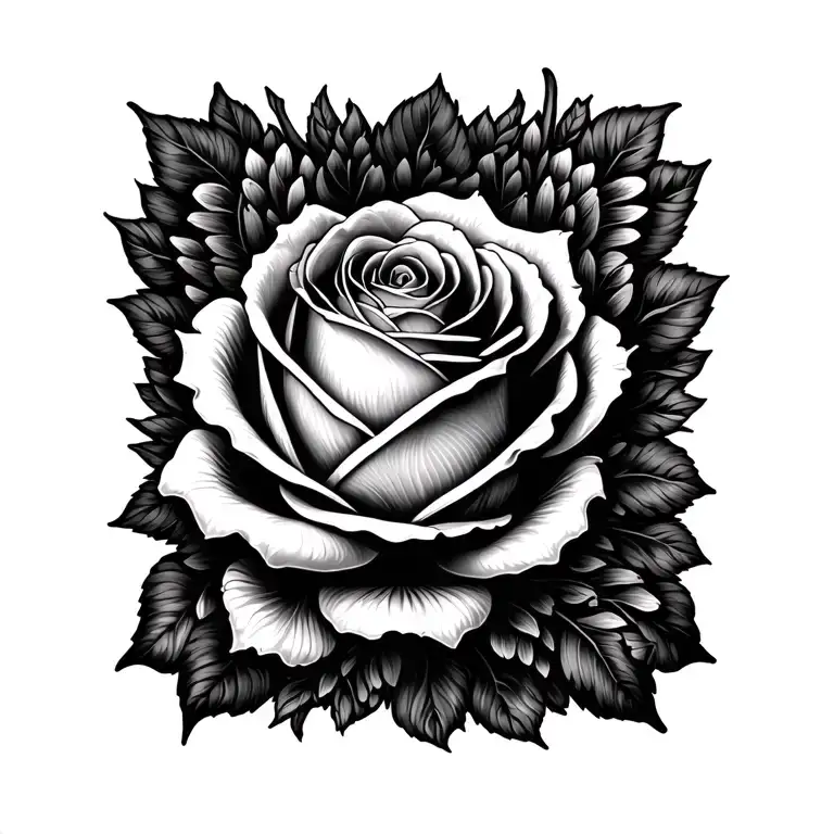 rose and mandala tattoo design idea
