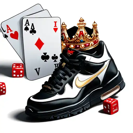 Nike tn shoes poker cards and dice and a rolex crown  tattoo design idea