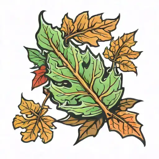 acorn oak leaf tattoo design idea