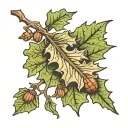 acorn oak leaf tattoo design idea