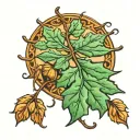 acorn oak leaf tattoo design idea