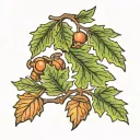 acorn oak leaf tattoo design idea