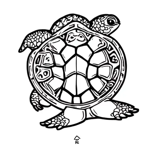 mantra rae with a turtle inside the body of the mantra tattoo design idea