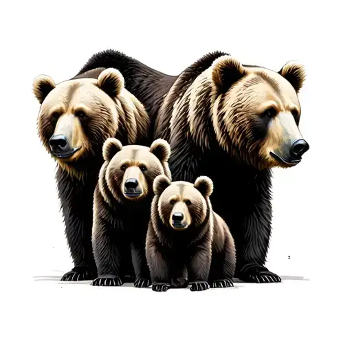 Bear Family of five with the three juveniles being each 2 years apart with a 4 year span between oldest to youngest.  tattoo design idea