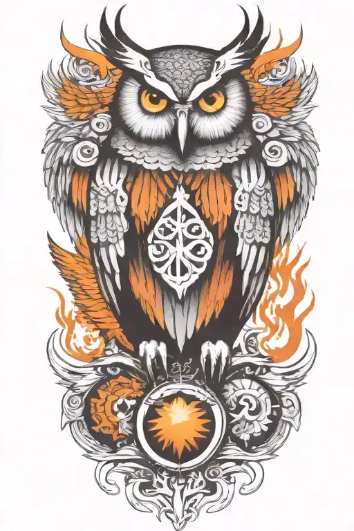 owl and phoenix tattoo design idea