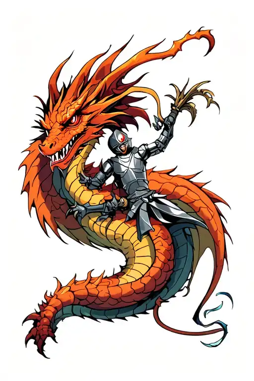 knight killing a dragon  tattoo design idea