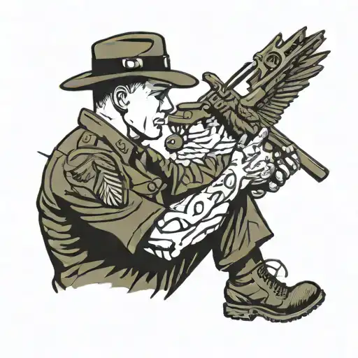 drill sergeant leading an army tattoo design idea