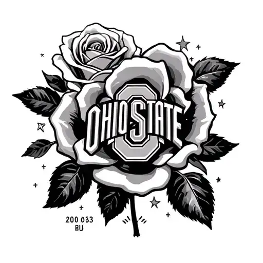 roses with date in it with ohio state logo incorporated with stars and galaxys  tattoo design idea