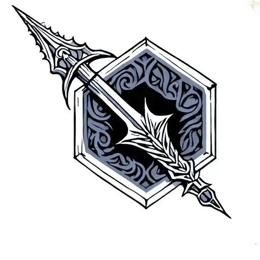Gungnir Spear in a hexagon tattoo design idea