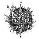 blessed and highly favored in writing Hebrew letters tattoo design idea