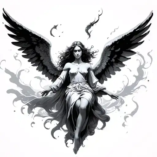 angel falling tattoo design idea