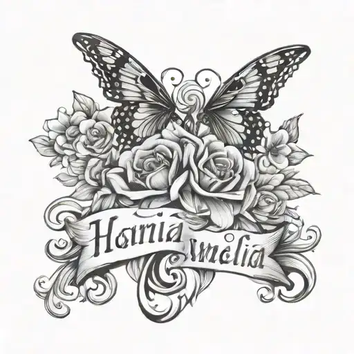 Hania & Amelia name tattoo tattoo design idea