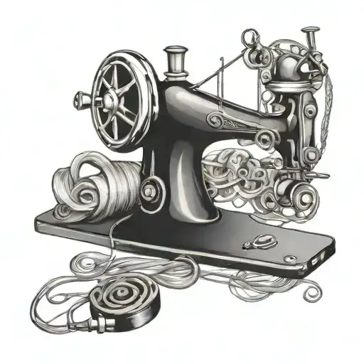 Sewing machine singer surrounded tattoo design idea