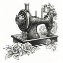 Sewing machine singer surrounded tattoo design idea