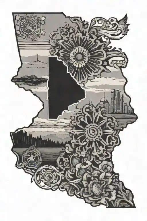 Oklahoma and Texas state outline tattoo design idea
