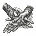 creation of adam hands mixed with yin and yang symbol tattoo design idea