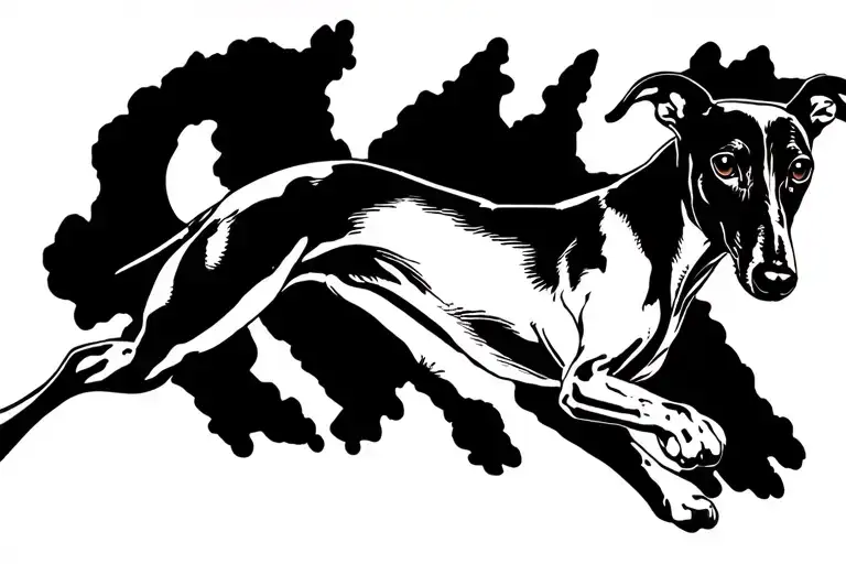 silhouette profile of greyhound running tattoo design idea