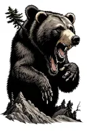 Bear attacking a mountain man tattoo design idea