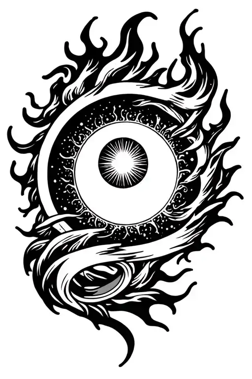 Frenzied Flame Elden ring Solar eclipse tattoo design idea