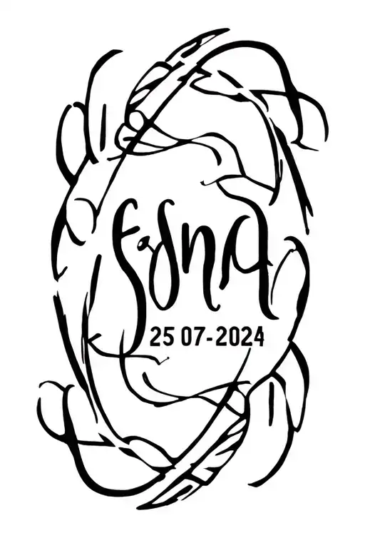 tattoo name containing exactly the letters and numbers; (Esmae 25-07-2024) tattoo design idea