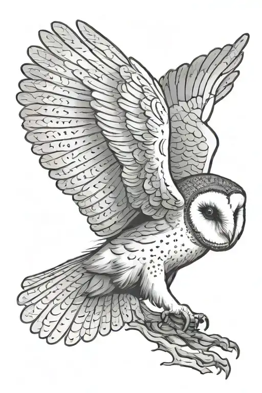 barn owl flying tattoo design idea