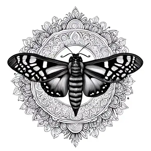 moth mandala tattoo design idea