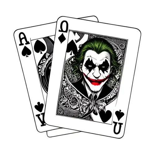 Joker with cards in black and white chicana style tattoo design idea