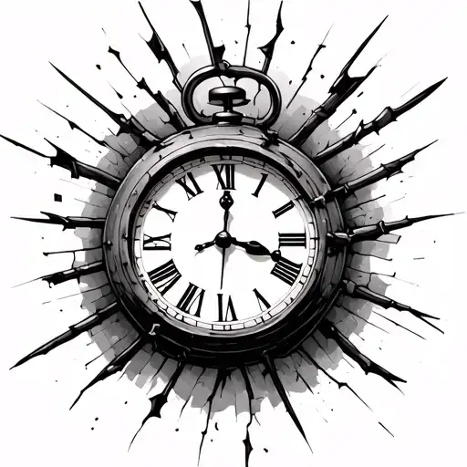 broken clock,jail bars, calender tattoo design idea