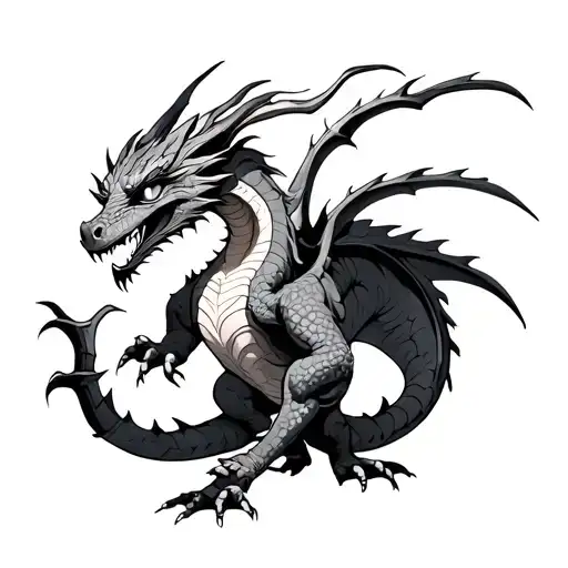 ancient protector family gives everything hide pain battles suffering love grand baby dragon warrior  tattoo design idea