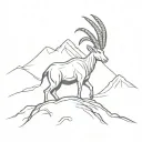 ibex on a mountain tattoo design idea