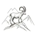 ibex on a mountain tattoo design idea