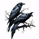 crows and ravens Huginn and Muninn tattoo design idea